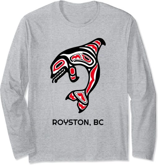 Royston, British Columbia Native American Orca Killer Whales Long Sleeve T-Shirt